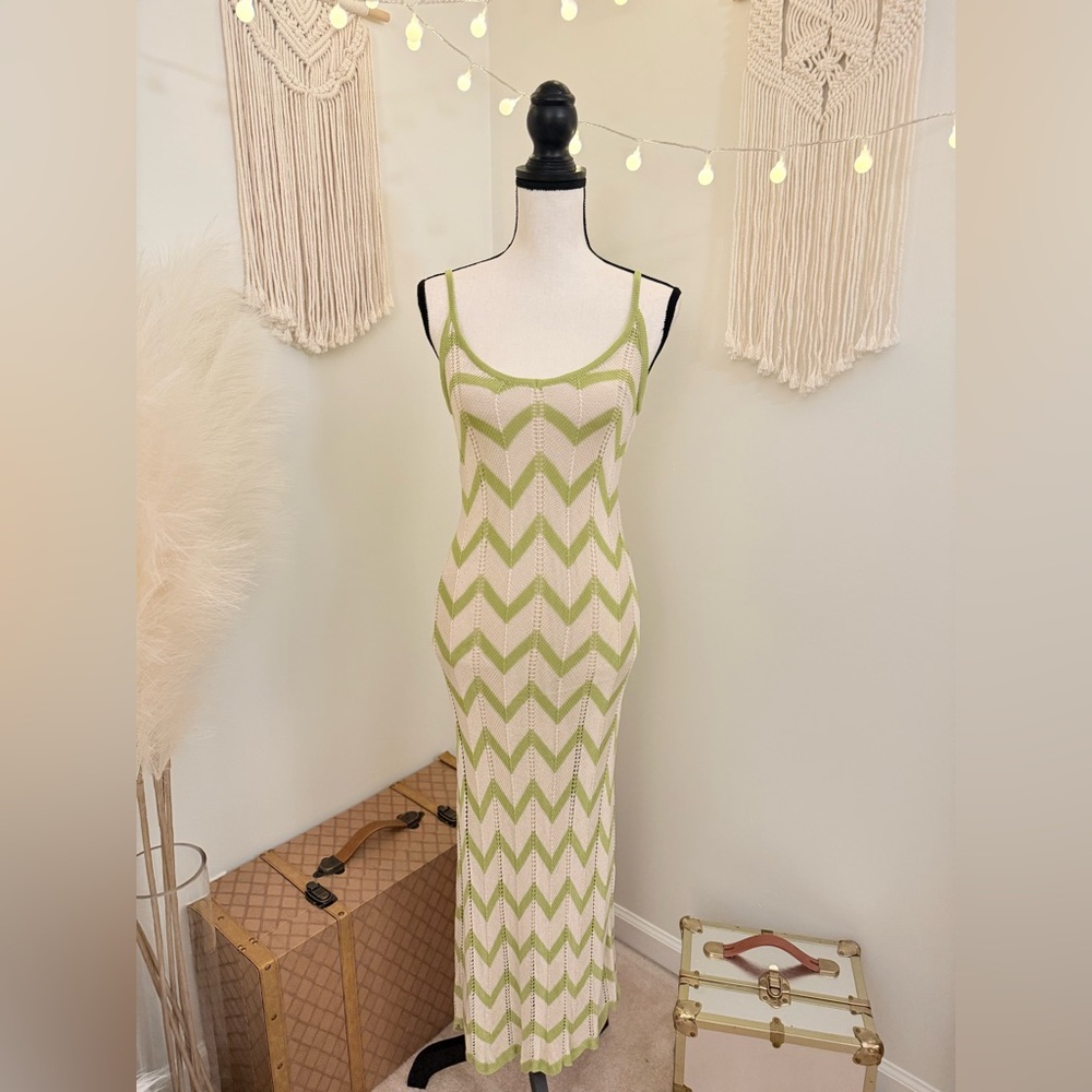 🌾 Limestone printed crocheted cover-up‎ dress